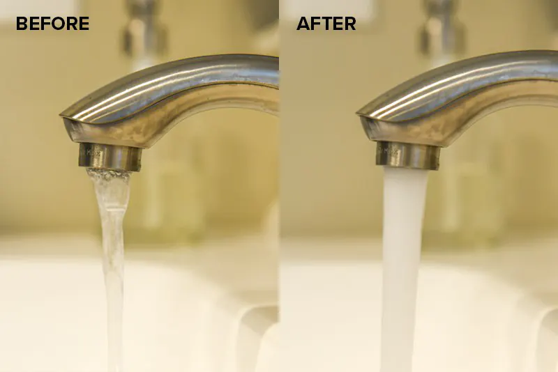 میزان فشار آب قبل و بعد از تمیزکردن هواکش